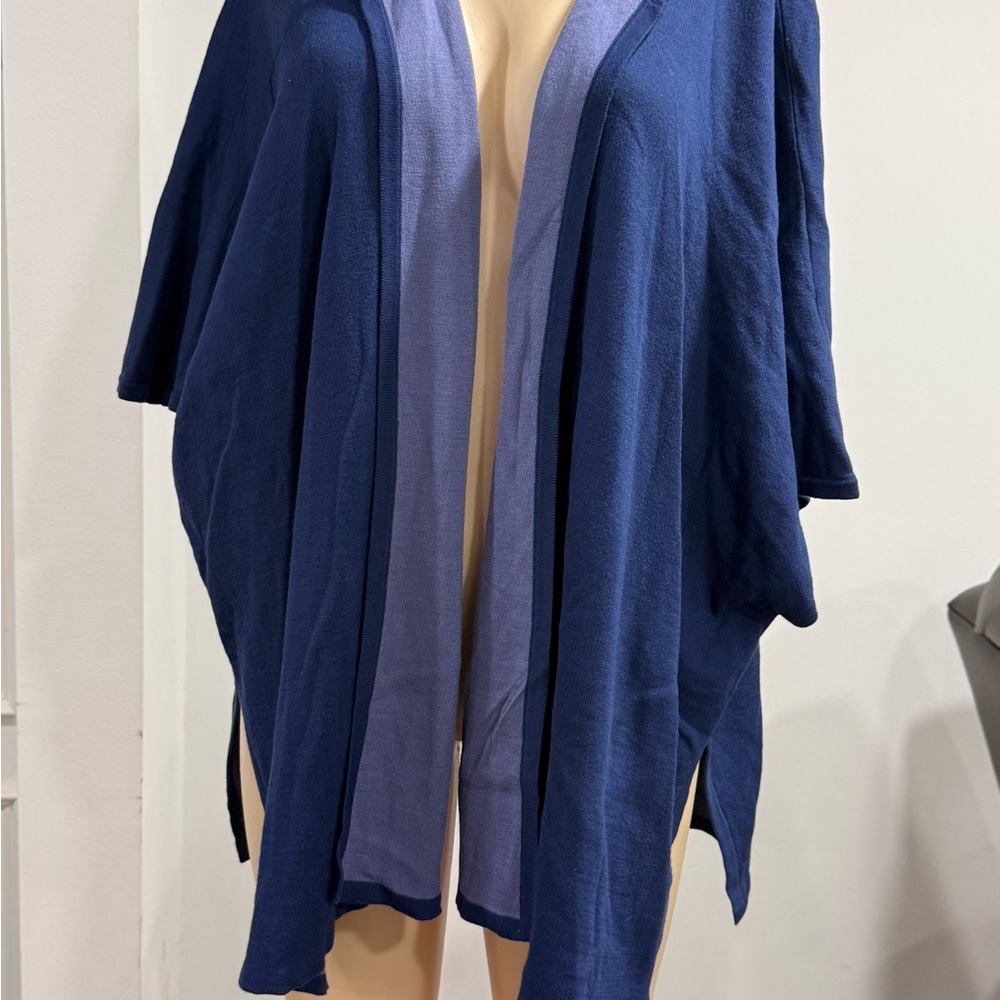 H by Halston Blue Open-Front Poncho